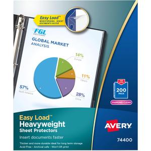 Avery Diamond Clear Heavyweight Sheet Protectors, Easy Load, 200 Document Protectors (74400)