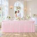 Besutolife 2 Pack Pink Spandex Tablecloth for 6ft Rectangle Tables Fitted Table Cloth Stretch Table Covers Skirt 6ft Rectangular Tablecloths for Banquet Parties Wedding Decorations