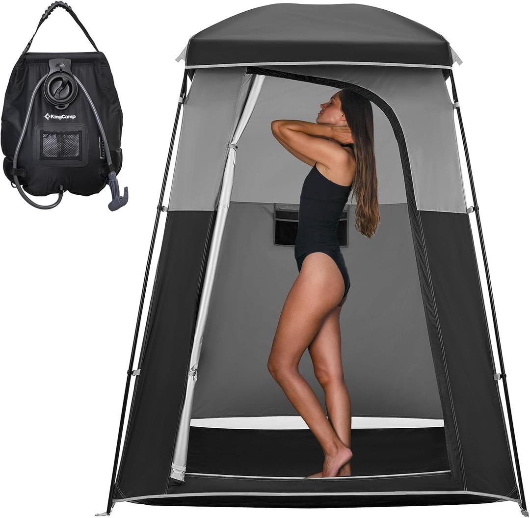 KingCamp Camping-Privacy-Shelters Oversize Space Privacy Tent with Shower Bag, Portable, Waterproof, Tall, 1 Room /2 Room Shower Toilet Tent