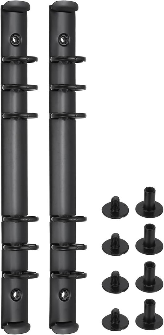 PATIKIL A5 6-Hole Ring Binder Mechanisms, 2 Set Binder Spines Replacement, Black (8.70.7 Inches/22.12 Cm (L*w))