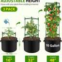 Suntee 3 Pack Tomato Cage with 10 Gallon Grow Bags, 48 Inch Tomato Cages for Garden Patio Balcony, Adjustable Height Tomatoes Plant Support for Climbing Vegetables Plants Flowers
