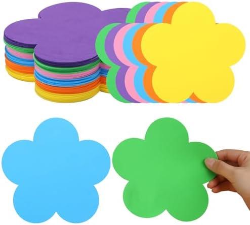 Ireer 48 Pcs Large Foam Flower Cutouts 6 Inch Colorful Bulletin Board Decor Flower Shape Cutouts DIY Craft Set for Spring Classroom Craft Project Party Supplies Chalkboard Wall Decor