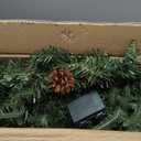 Realistic-Feel PE & 3 Mixed Lifelike Branches-9 Ft by 12 Inch Prelit Norfolk Pine Christmas Garland Remote 50 Warm White&Colored Light,280 Branches&Cedar Garland &Red Berry Pinecone,Xmas Garland Decor