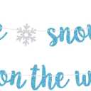 A Little Snowflake is on the Way Banner, Sweet Little Snowflake, Welcome Sweet Baby, Winter Theme Boys Girls Baby Shower Party Decorations Blue Glitter