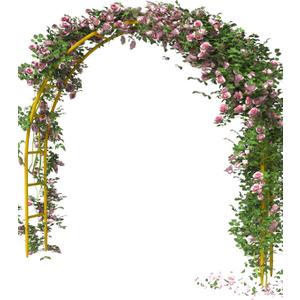 Queension Metal Arch Backdrop Stand 7Ft Wide 7.7Ft High, Wedding Arch Frame for Wedding Decorations, Balloon Arch Stand with Base for Ceremony, Outdoor Garden Arch Trellis for Climbing Plants, Gold