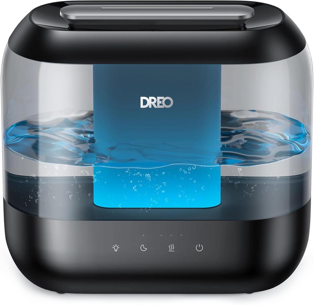 Dreo Humidifiers for Bedroom, Top Fill 4L Supersized Cool Mist Humidifier with Oil Diffuser and Nightlight, 32H Runtime, Quiet Ultrasonic Humidifiers for Home, Large Room, Baby Nursery and Plants (Black)
