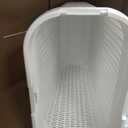 Mind Reader Slim Laundry Hamper with Lid, 40L Clothes Basket, Narrow Tapered Design with Ventilated Cutout Pattern, Plastic, White, Single