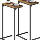 TUTOTAK C Shaped End Table, Tv Tray, Small Side Table, Set of 2, 28.7 inch Tall Couch Table, Tray Table, Sofa Table, Living Room, Bed Room, Brown