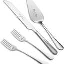 Silver Cake Cutting Set for Wedding, Cake Knife and Server Set, Bride & Groom Cutter Server Set and Forks, Birthday, Wedding, Bridal Shower Gifts for Couples
