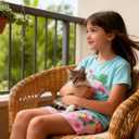 Funnycokid Girls Pajamas 3 Piece Short Sleeve Shirt Top Pants Shorts with Pockets 7-14 Years