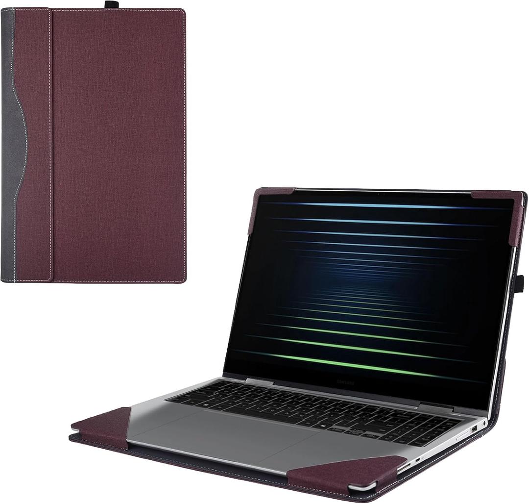 Case Cover for 16 Inch Samsung Galaxy Book5/4/3 Pro 360&Galaxy Book4/3 Pro&Galaxy Book 4/3 Ultra[Not fit Galaxy Book4/3 360],2-in-1 Sleeve, PU Leather Shell Case (Wine red)