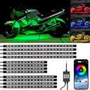 YUGUANG 12PCS Motorcycle Underglow Kit, Motorcycle Lights Underglow Kit with APP Control Multi-Color Music Sync Waterproof RGB Under Glow for Motorcycles