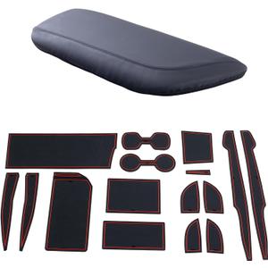 TOPINSTALL Center Console Cover and Anti-Dust Liners Cpmpatible with 2018-2024 Camry Interior Accessories, PU Leather Armrest Box Lid Protector Non-Slip Cup Holder Door Pocket Liners