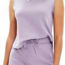 EXLURA Womens Summer 2 Piece Short Skirt Sets Sleeveless Top and Tennis Skorts Dressy Cotton Matching Sweatsuits Outfits 2025 (Large, Light Purple)