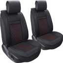 PLTCAT 2 Front Car Seat Covers Set, Car Seat Cushions with PU Leather Fit for Most Cars, Suvs, Vans Trucks(Black and Red, 2 PCS Front)