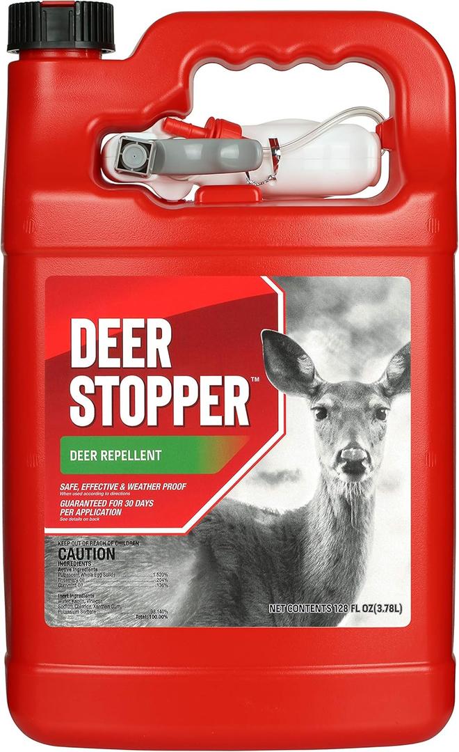 Deer Stopper, Liquid Animal Stopper Repellent, All Natural, Effective All Year Round, Safe for People and Pets, No Harsh Chemicals, Ready to Use, Deer & Moose Repellent - Gallon Trigger