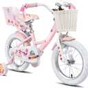 JOYSTAR Unicorn 16 Inch Kids Bike for 4 5 6 Years Girls with Doll Bike Seat Children Princess Bike with Training Wheels Basket Streamer Toddler Girl Bikes Pink