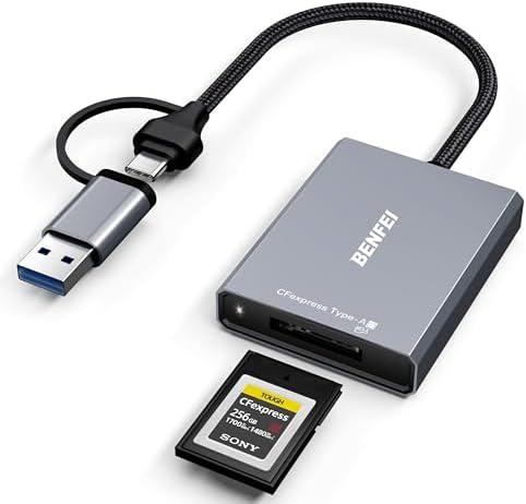 3 PCS BENFEI CFexpress Type B Card Reader with USB 3.2 (Gen 2) 10Gbps, USB-C&USB-A 2-in-1 Type B CFexpress Adapter, Compatible with Windows/Mac/Linux/Android