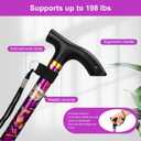 supregear Folding Cane, 5-Level Adjustable Height Walking Stick Lightweight Collapsible Portable Travel Cane with Wrist Strap and T Handle for Elderly Disabled Men Women (Purple Floral)