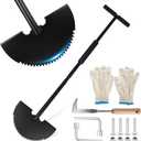 Lawn Edger Tool 41", Half Moon Garden Edging Shovel with Saw Tooth, Manual Lawn Edger Shovel Roughneck, Edger Chopper for Garden, Flower Bed, Landscaping, Turf, Include Crack Weeder