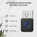  Wireless Doorbell, Waterproof Door Bell with 60 Chimes, 5 Volume Levels & 2 Mute Modes, Loud Door Bell Ringer Wireless for Home Classroom Office (2 Receiver & 1 Button, Black, American Plug)