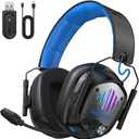 Wireless Gaming Headset for Xbox Series X|S, Xbox One, PS5, PS4, PC, Mac, Switch, 2.4GHz + Bluetooth Over-Ear Gaming Headphones with ENC Mic, 3D Stereo, LED Lights for Xbox One Accessory Kits