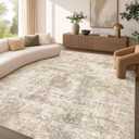 cotiled 9x12 Area Rug for Living Room: Washable Soft Abstract Rugs Beige