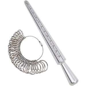 NIUPIKA Ring Sizer Measuring Tool Ring Mandrel Ring Measurer Ring Sizing Kit Measure Finger Size Measurement Tool Set Metal Gauge US Size 1-13 Jewelry Sizers Kit of 27 Pieces