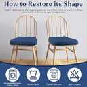 2 Pack Navy Blue Chair Cushions with Ties Removable Covers, D-Shape Dining Kitchen Chair Seat Pads Non Slip 17"x16"