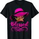 Blessed African American Afro Black Women with Hat Christian T-Shirt, Large