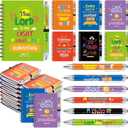 60 Pcs Bulk Christian Gifts for Bible Verse Spiral Notebooks Christian Ballpoint Pen Prayer Journal Inspirational Notepads Tracts Religious Party Favor for Women Church Office