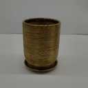 Indoor Plant Pot 8 Inch - Ceramic Planter for Indoor Outdoor Flowers, Round Modern Flower Pot with Drainage Hole and Saucer, Gifts for Plants Lovers, Garden Room Decor, Gold