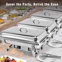 Cxynona Chafing Dishes for Buffet, 9 Qt High Grade Chafing Dish Buffet Set, Rolled-Edge Design Food Warmers for Parties, Buffet, Wedding, Birthday, Camping 4 Pack 4 Pans (Silver)