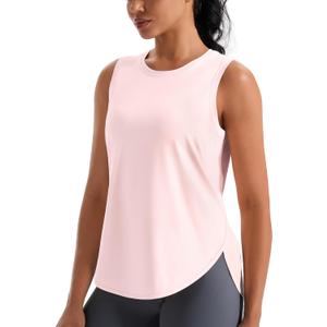 JOYSPELS Ice Silk Workout Tank Tops for Women Cool-Dry Sleeveless Loose Fit Yoga Shirts Athletic (X-Large, Pink)