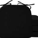 Chair Cushions for Dining Chairs, 2" Thick Seat Cushions for Kitchen Chairs, D-Shaped Chair Pads with Washable Cover, Ties and Non Slip Backing, 17'' x 16'', Set of 4, Black