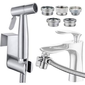 Sink Sprayer Hose Attachment for Faucet, Faucet Head Replacement with 5 Adapters, 59" Hose and Holder  for Feminine Hygiene, Baby Diaper Cleaning & Pet Bathing