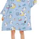 THREE POODLE Wearable Blanket Hoodie for Women, Oversized Sherpa Sweatshirt Blanket for Adults Men, Cozy Cat Hooded Blankets, Gifts for Teen Girls Women Mom Sister