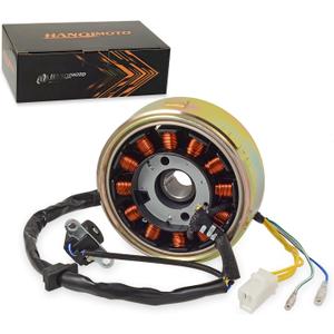 12 Pole 5 Wire DC Stator Coil with Flywheel Rotor Kit for GY6 125cc 150cc 4 Stroke Moped Scooter ATV Go Kart Scooter