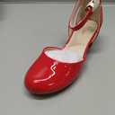 DREAM PAIRS Girls Dress Shoes Closed Toe High Heels Ankle Strap Toddler Little Big Kid Wedding Flower Party Pump, Size 1 Little Kid, Red, KKUMPU2501
