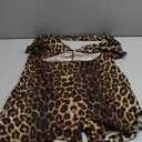 WDIRARA Women's Sexy Romper Leopard Hollow Out Backless Sleeveless Halter Bodycon Short Jumpsuit, L