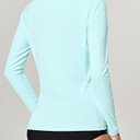 IUGA Rash Guard for Women UPF 50+ SPF UV Protection Long Sleeve Workout Tops with Pockets Dry Fit Hiking Swim Shirt (Medium, Basic Shirts-pale Turquoise)