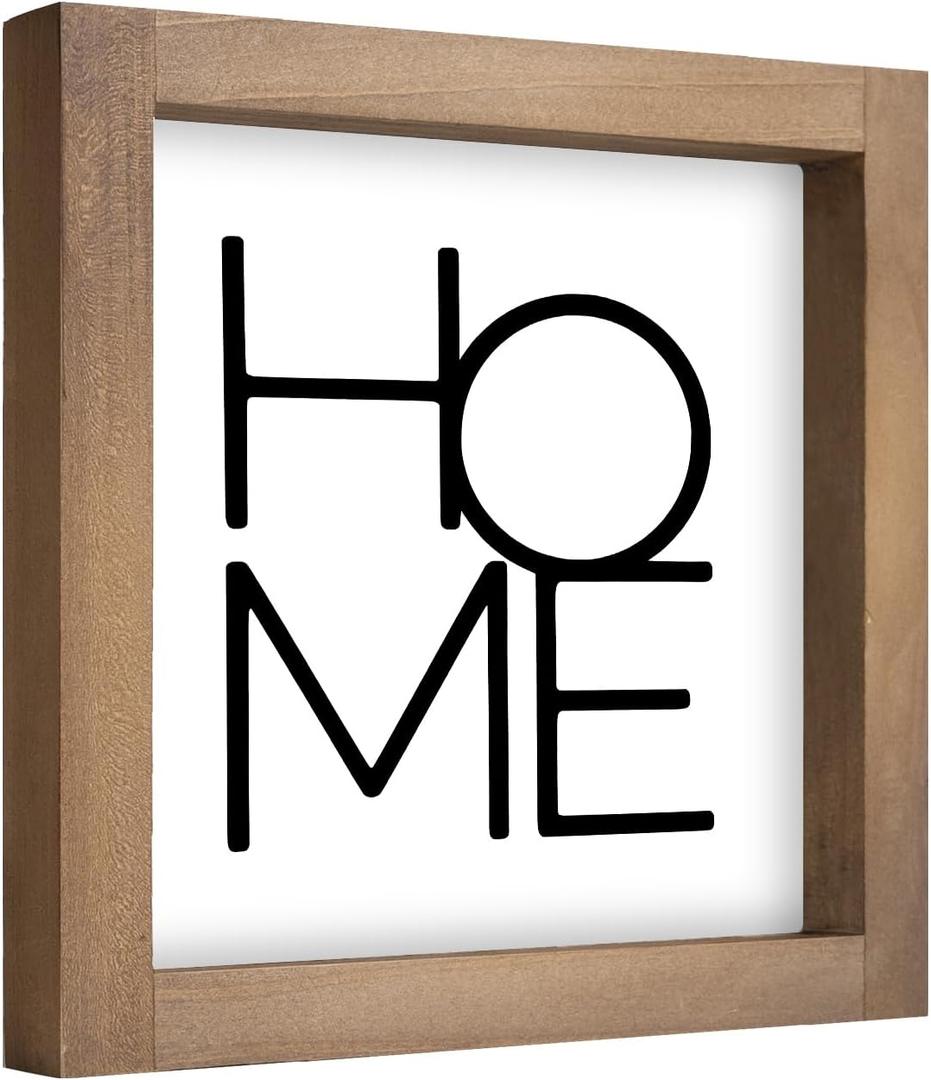 6 Inch Home Sign Decor, Wooden Family Room Wall Decor for House Art, Indoor Entryway Shelf Table Tiered Tray Mantel Rustic Farmhouse Decoration
