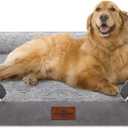 Comfort Expression Orthopedic Dog Bed for Extra Large Dogs 42x30 Inch, Waterproof Egg Crate Foam XL Pet Bed with Removable Bolsters, Dog Couch with Washable Cover & Non-Slip Bottom, Grey