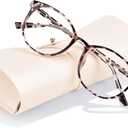 FONHCOO Blue Light Blocking Glasses Women Men Computer Eyeglasses,TR90 Fashion Round Transparent Anti Blue Light Glasses with Anti Eyestrain & UV Glare for Gaming & Reading (Tortoise)