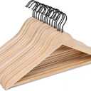 JS HANGER Wooden Coat Hangers, 16 Pack High Grade Wood Suit Hangers with Non Slip Pant Bar - Extra Smooth and Splinter Free, Unvarnished