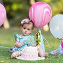 2 x Sky Blue Glitter Happy 1st Birthday Cake Topper, One Year Old Birthday Party Cake Decor, Gold Number 1 Birthday Party Supplies Decorations for Baby Girl or Baby Boy