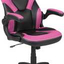 Flash Furniture X10 High-Back LeatherSoft Racing Style Gaming Chair with Flip-Up Arms, Ergonomic Padded Swivel Computer Chair, Pink/Black