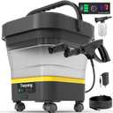 Portable Cordless Cleaner with Tank: Foldable Electric Cleaning Tool, 3.4 Gal Tank, Multi-Level Adjustable Spray, 360 Rotating Nozzle, Compact for Car, Garden, Patio, Camping (Yellow)