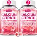 Calcium Citrate Gummies 1200 mg for Adults: Ultimate Absorption Calcium Supplement for Women & Men - Easy to Digest, Vegan - Supports B0ne Strength, Muscle, Immune, 60 Count, Pack of 2, Best By Date: 11/17/2026