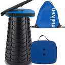 Collapsible Camping Stool with Seat Cushion & Nylon Bag, Square Portable Telescopic Stool, Lightweight Sturdy Foldable Stool for Camp Fishing Picnic, Max Load 550 lb